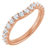 14K Gold Round Natural Diamond Accented Contour Band – 1.1-2.5mm Stones - Rose Gold