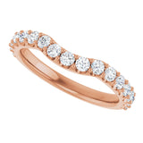 14K Gold Round Lab-Grown Diamond Accented Contour Band – 1.1-2.5mm Stones - Rose Gold - view 5