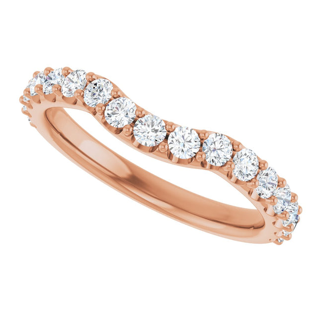 14K Gold Round Lab-Grown Diamond Accented Contour Band – 1.1-2.5mm Stones - Rose Gold - view 5