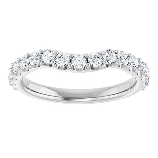 Platinum Round Lab-Grown Diamond Accented Contour Band – 1.1-2.5mm Stones - view 3