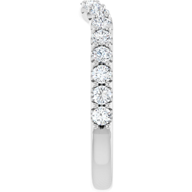 14K Gold Round Lab-Grown Diamond Accented Contour Band – 1.1-2.5mm Stones - White Gold - view 4