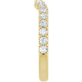 14K Gold Round Lab-Grown Diamond Accented Contour Band – 1.1-2.5mm Stones - Yellow Gold - view 4