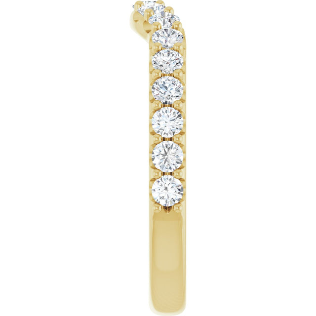 14K Gold Round Natural Diamond Accented Contour Band – 1.1-2.5mm Stones - Yellow Gold - view 4