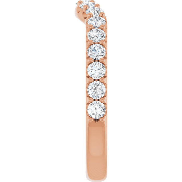 14K Gold Round Lab-Grown Diamond Accented Contour Band – 1.1-2.5mm Stones - Rose Gold - view 4