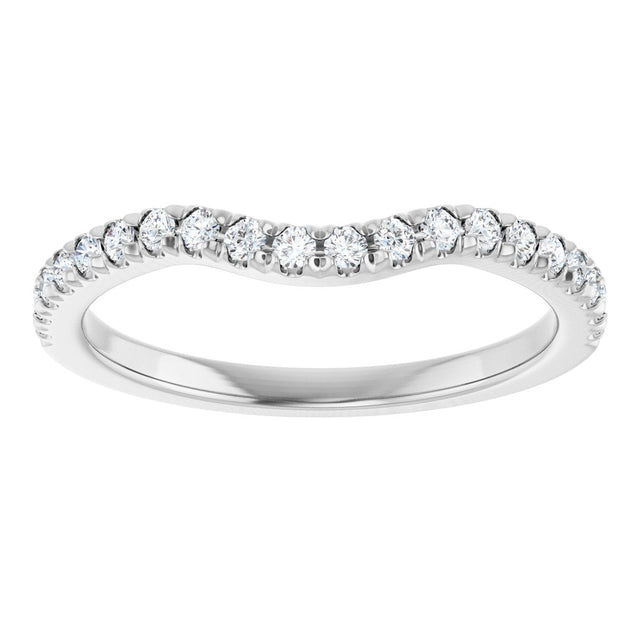 Platinum Round Natural Diamond French-Set Contour Band - view 3
