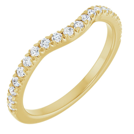 14K Gold Round Lab-Grown Diamond French-Set Contour Band - Yellow Gold