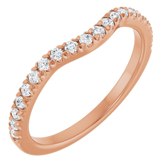 14K Gold Round Lab-Grown Diamond French-Set Contour Band - Rose Gold
