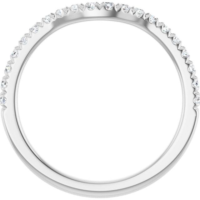 Platinum Round Natural Diamond French-Set Contour Band - view 2