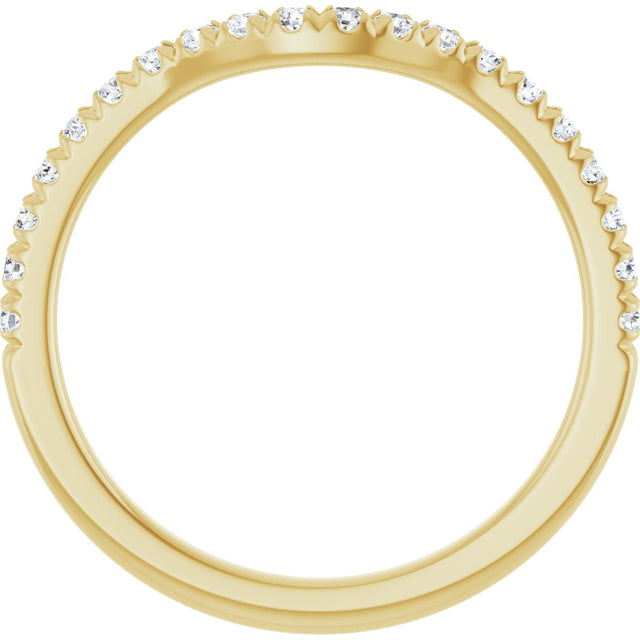 14K Gold Round Lab-Grown Diamond French-Set Contour Band - Yellow Gold - view 2
