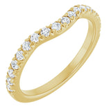 14K Gold Round Natural Diamond French-Set Contour Band - Yellow Gold