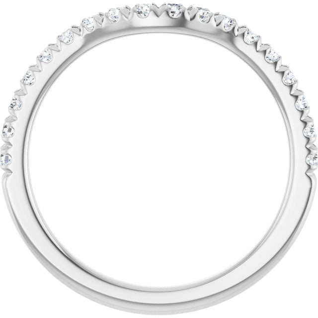 Platinum Round Natural Diamond French-Set Contour Band - view 2