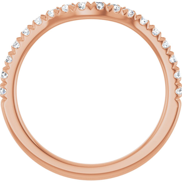 14K Gold Round Lab-Grown Diamond French-Set Contour Band - Rose Gold - view 2