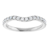 14K Gold Round Lab-Grown Diamond French-Set Contour Band - White Gold - view 3