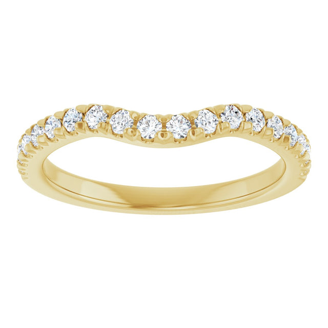 14K Gold Round Natural Diamond French-Set Contour Band - Yellow Gold - view 3