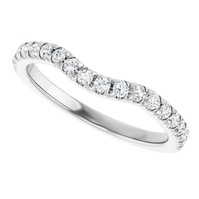 Platinum Round Natural Diamond French-Set Contour Band - view 5