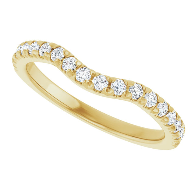 14K Gold Round Natural Diamond French-Set Contour Band - Yellow Gold - view 5