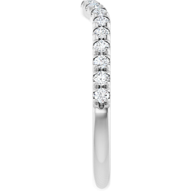 Platinum Round Natural Diamond French-Set Contour Band - view 4