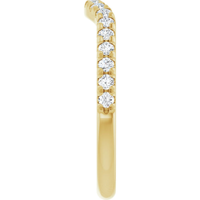 14K Gold Round Natural Diamond French-Set Contour Band - Yellow Gold - view 4