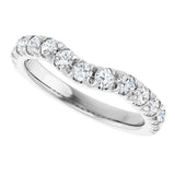 Platinum Round Natural Diamond French-Set Contour Band - view 5