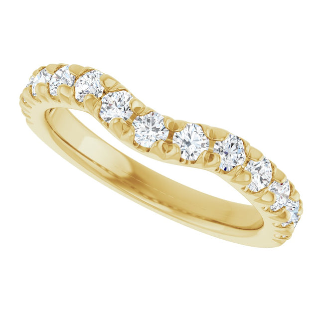 14K Gold Round Lab-Grown Diamond French-Set Contour Band - Yellow Gold - view 5