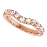 14K Gold Round Natural Diamond French-Set Contour Band - Rose Gold - view 5