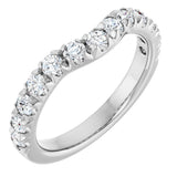 14K Gold Round Natural Diamond French-Set Contour Band - White Gold