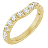 14K Gold Round Natural Diamond French-Set Contour Band - Yellow Gold