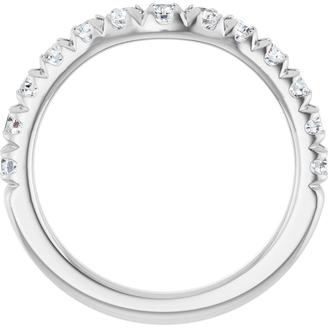 Platinum Round Natural Diamond French-Set Contour Band - view 2