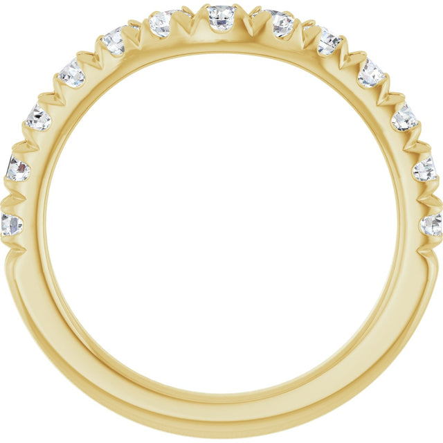 14K Gold Round Natural Diamond French-Set Contour Band - Yellow Gold - view 2