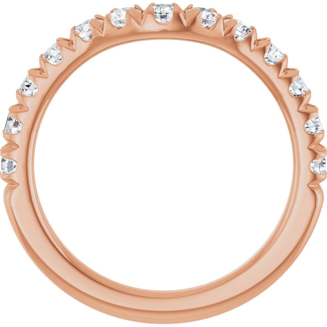 14K Gold Round Lab-Grown Diamond French-Set Contour Band - Rose Gold - view 2