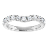 Platinum Round Natural Diamond French-Set Contour Band - view 3