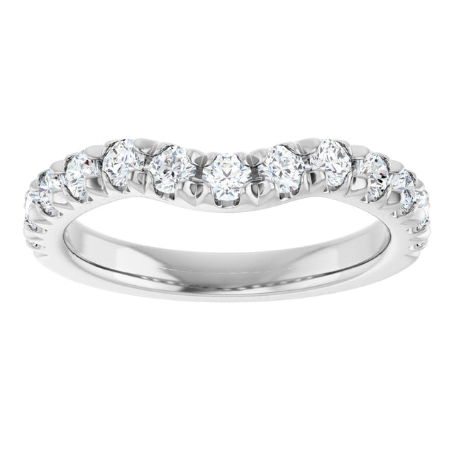 Platinum Round Natural Diamond French-Set Contour Band - view 3