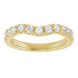 14K Gold Round Natural Diamond French-Set Contour Band - Yellow Gold - view 3