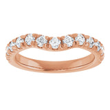 14K Gold Round Natural Diamond French-Set Contour Band - Rose Gold - view 3