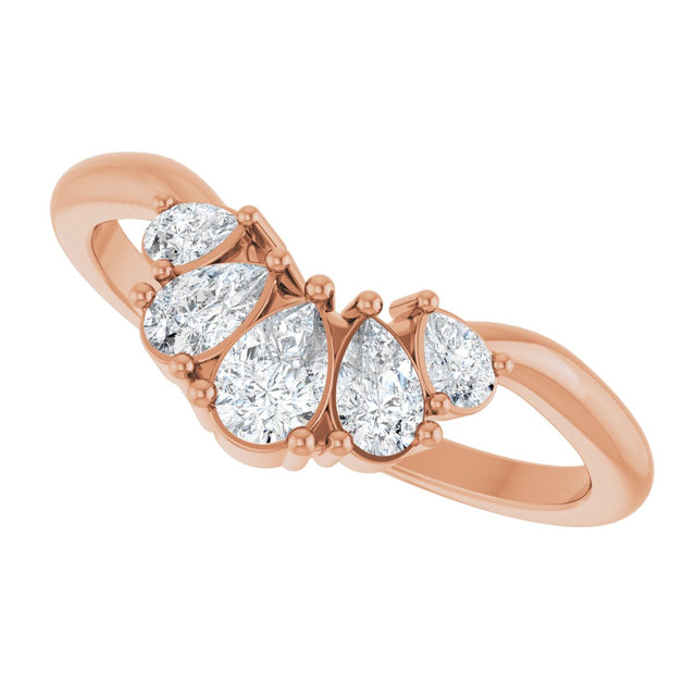 14K Gold Pear Lab-Grown Diamond Contour Band - 1/2 CTW - Rose Gold - view 10