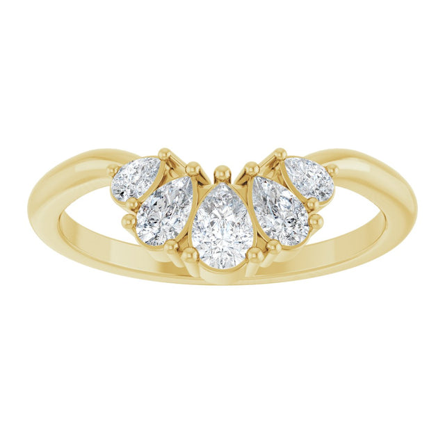 14K Gold Pear Natural Diamond Contour Band - 1/2 CTW - Yellow Gold - view 8