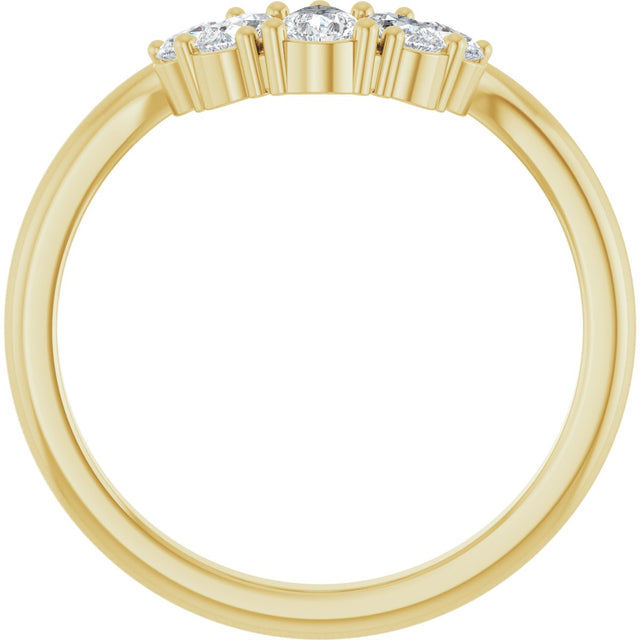 14K Gold Pear Natural Diamond Contour Band - 1/2 CTW - Yellow Gold - view 7