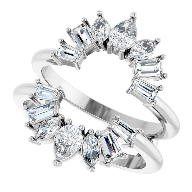 Platinum Pear Natural Diamond Ring Guard - 1 1/6 CTW - view 10