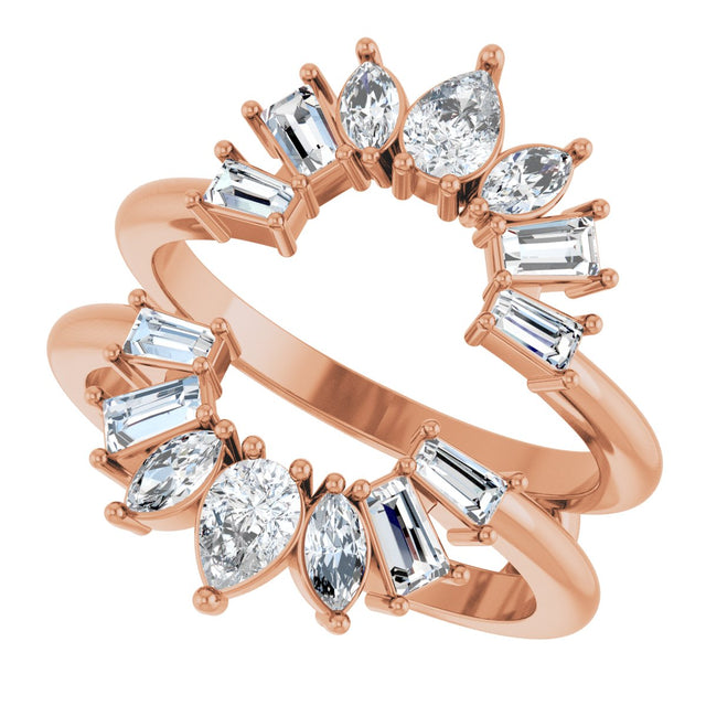 14K Gold Pear Lab-Grown Diamond Ring Guard - 1 CTW - Rose Gold - view 10