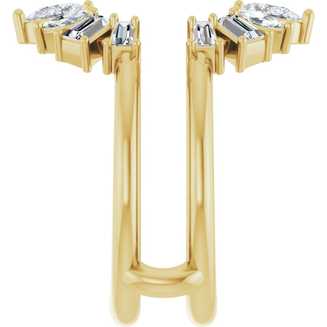 14K Gold Pear Lab-Grown Diamond Ring Guard - 1 CTW - Yellow Gold - view 9