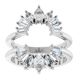 14K Gold Pear Natural Diamond Ring Guard - 1 1/6 CTW - White Gold - view 8