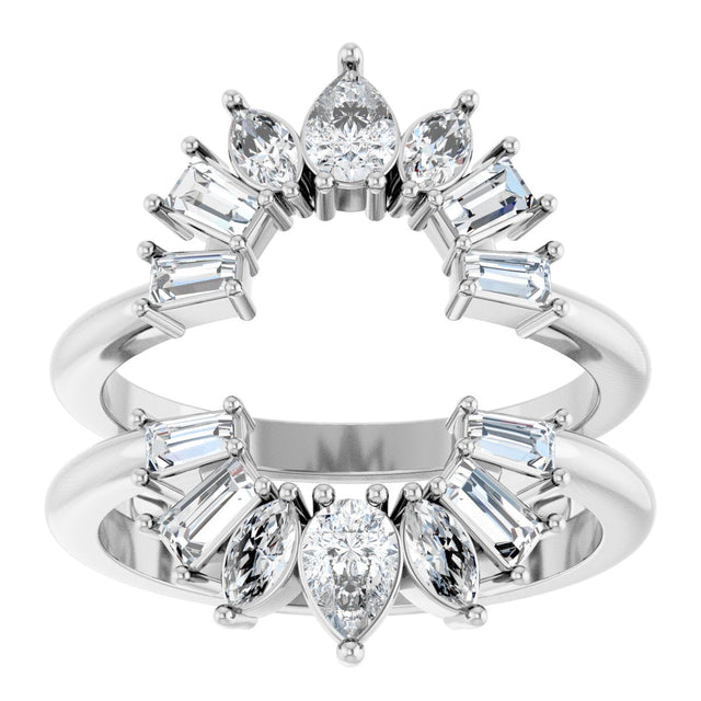 Platinum Pear Lab-Grown Diamond Ring Guard - 1 CTW - view 8