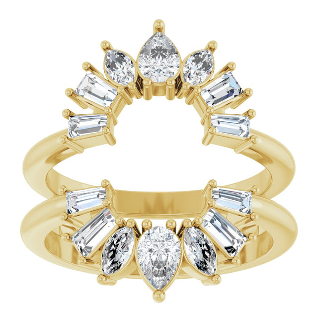 14K Gold Pear Natural Diamond Ring Guard - 1 1/6 CTW - Yellow Gold - view 8