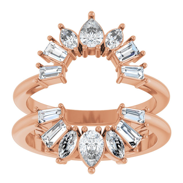 14K Gold Pear Lab-Grown Diamond Ring Guard - 1 CTW - Rose Gold - view 8