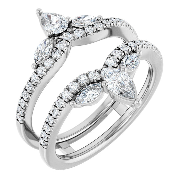 14K Gold Pear Natural Diamond Ring Guard – 4.7x3.1mm - White Gold
