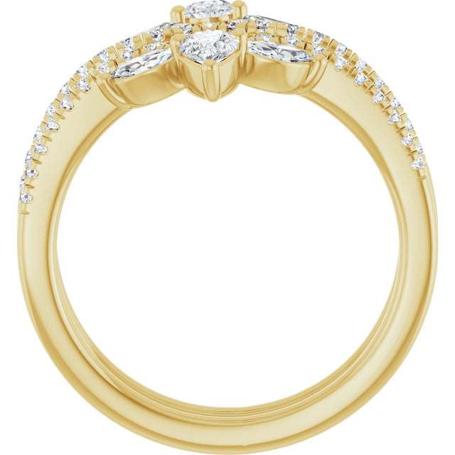 14K Gold Pear Lab-Grown Diamond Ring Guard – 4.7x3.1mm - Yellow Gold - view 2