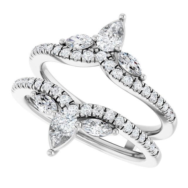 14K Gold Pear Natural Diamond Ring Guard – 4.7x3.1mm - White Gold - view 5