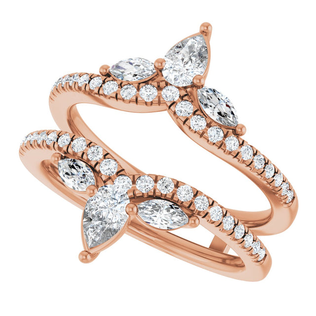 14K Gold Pear Natural Diamond Ring Guard – 4.7x3.1mm - Rose Gold - view 5