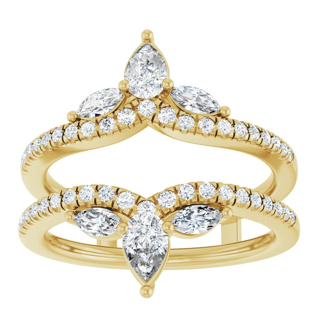 14K Gold Pear Natural Diamond Ring Guard – 4.7x3.1mm - Yellow Gold - view 3