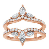 14K Gold Pear Natural Diamond Ring Guard – 4.7x3.1mm - Rose Gold - view 3